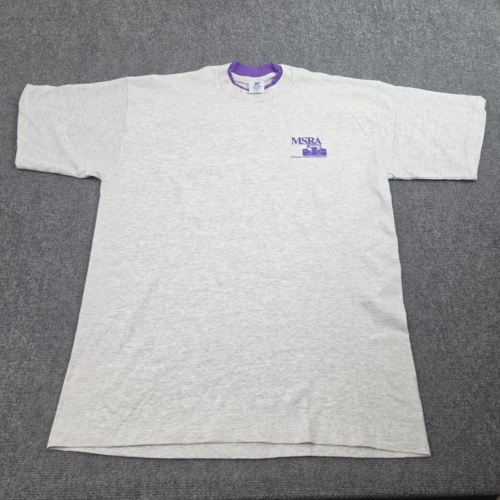 Vintage MSRA Minnesota Street Rod TShirt XL Gray Single Stitch Ringer USA Made